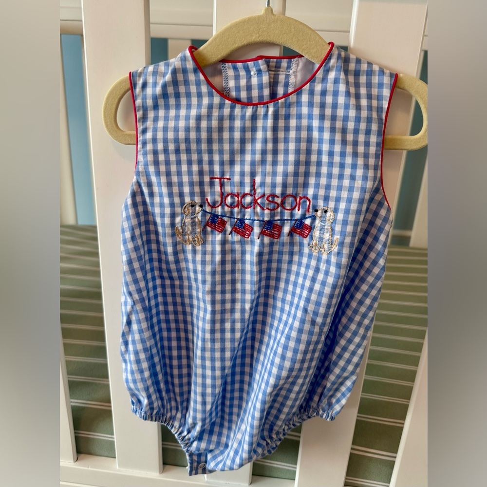 The Beaufort Bonnet Company Blue Gingham Bubble “Jackson”